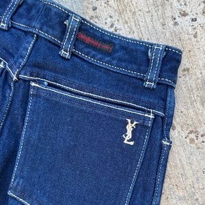 YSL Saint Laurent Dark Blue Slim Straight Petite Womens Jeans